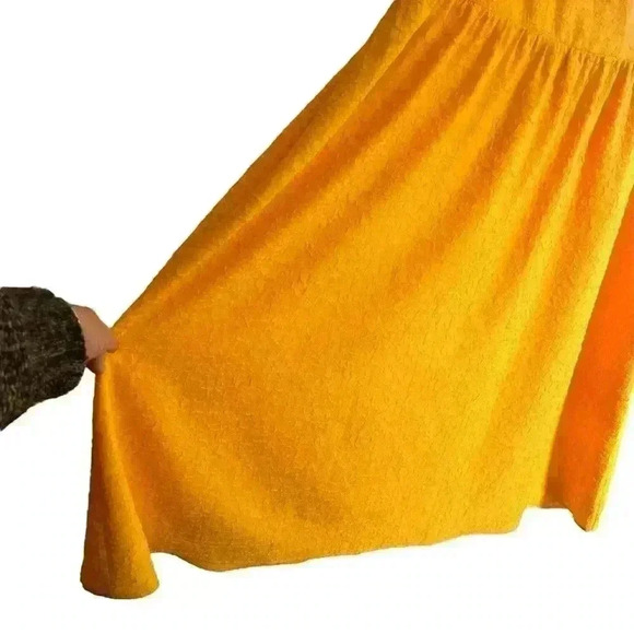 SELECTED FEMME Lissy Textured Middy Dress in Citrus Yellow Women's Size Large XL - Picture 7 of 7